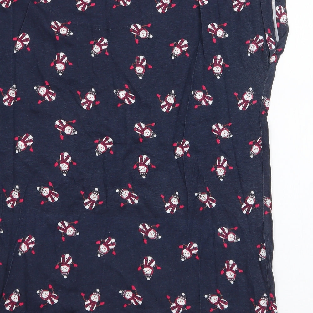 Red Herring Womens Blue  Cotton Jersey T-Shirt Size 12 Round Neck - Snowman