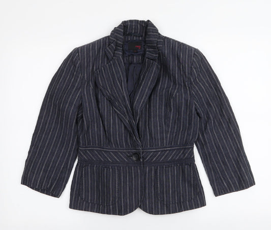 NEXT Womens Blue Striped  Jacket Blazer Size 10  Button