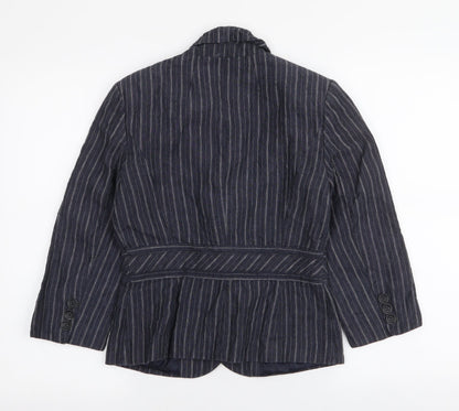 Next Womens Blue Striped  Jacket Blazer Size 10  Button