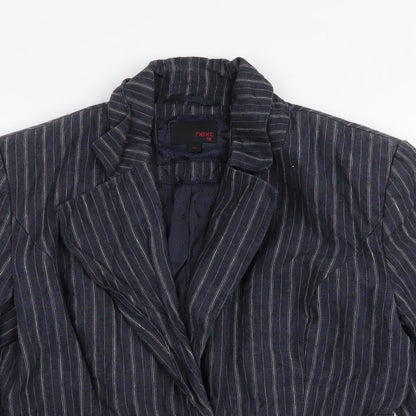 Next Womens Blue Striped  Jacket Blazer Size 10  Button