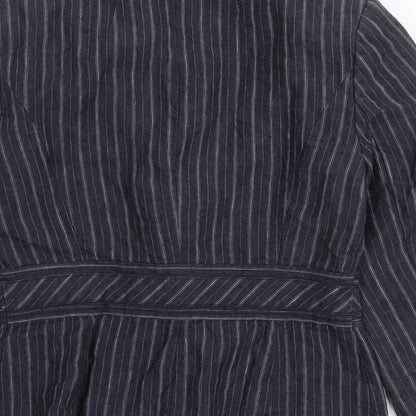 Next Womens Blue Striped  Jacket Blazer Size 10  Button