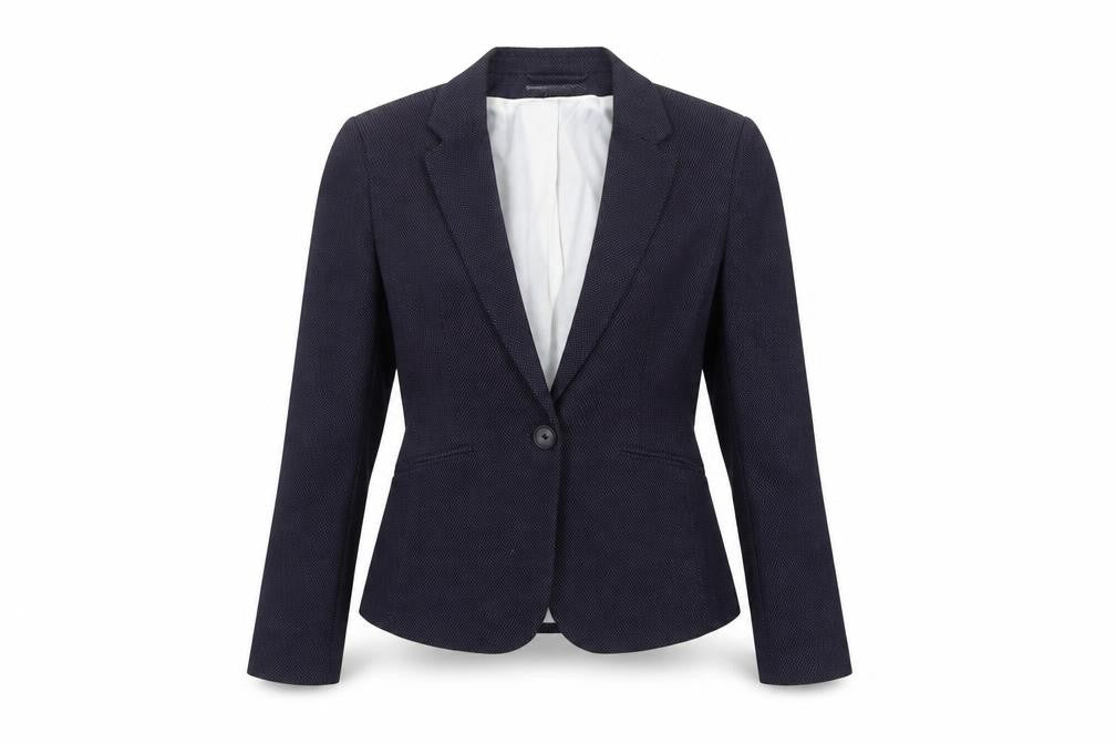 H&M Womens Blue Polka Dot Polyester Jacket Blazer Size 4
