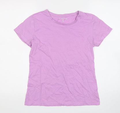 Dunnes Womens Pink  Cotton Basic T-Shirt Size 6 Round Neck