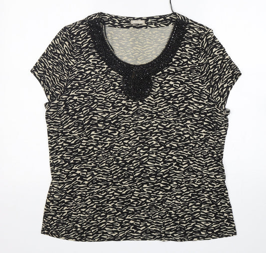 Planet Womens Multicoloured Animal Print Viscose Basic T-Shirt Size XL Round Neck