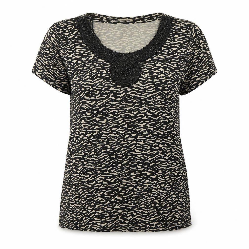 Planet Womens Multicoloured Animal Print Viscose Basic T-Shirt Size XL Round Neck