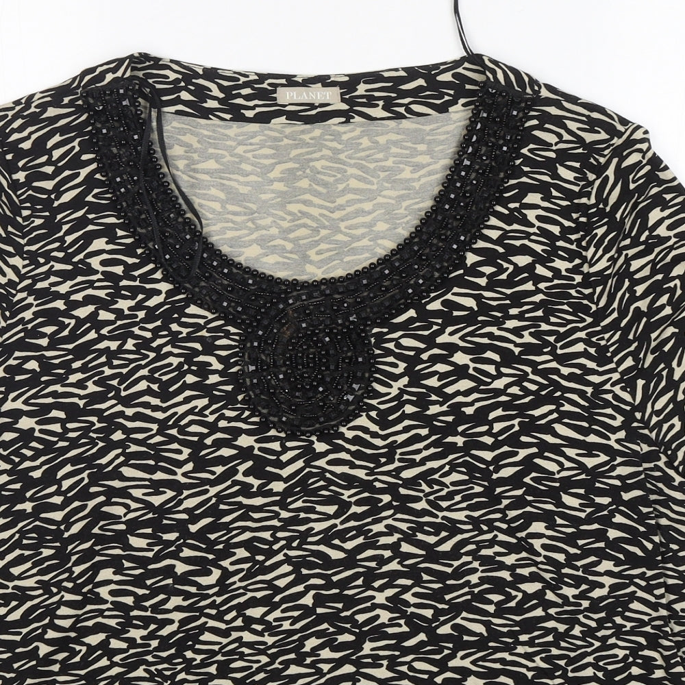 Planet Womens Multicoloured Animal Print Viscose Basic T-Shirt Size XL Round Neck