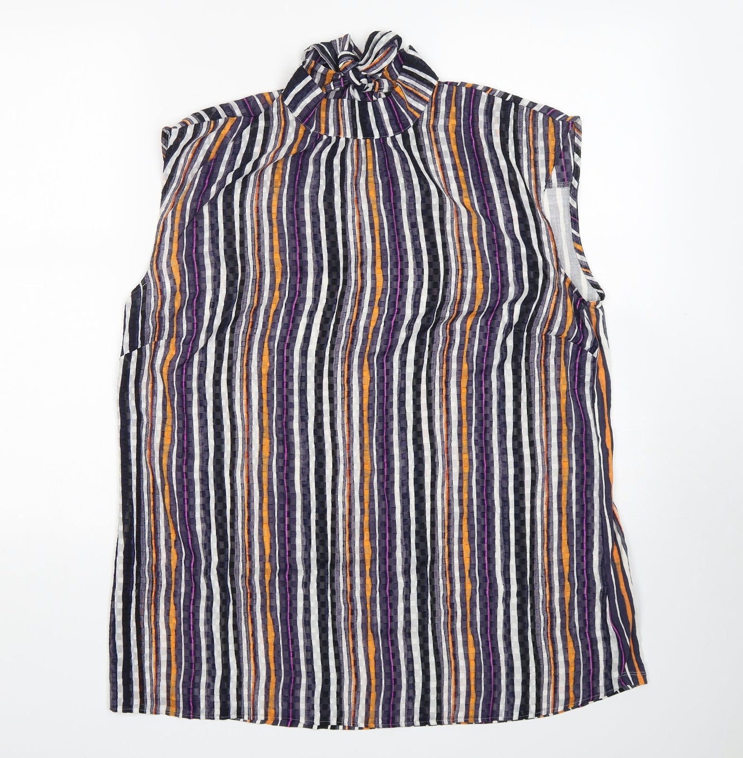 NEXT Womens Multicoloured Striped Polyester Basic Blouse Size 18 High Neck