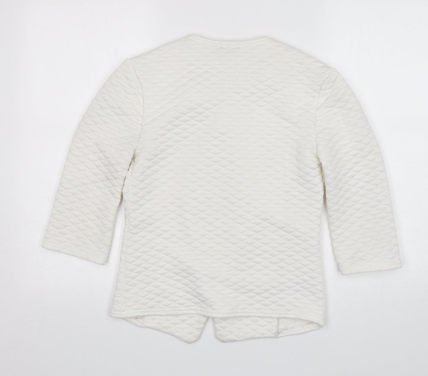 Exhibit Womens White V-Neck  Polyester Cardigan Jumper Size 8