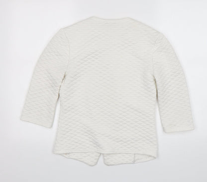 Preloved Exhibit Womens White V-Neck  Polyester Cardigan Jumper Size 8 - Back