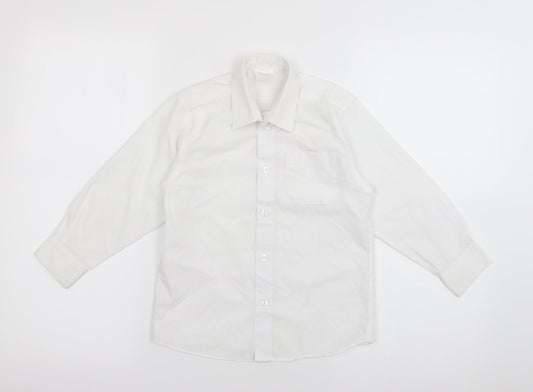 John Lewis Boys White  Polyester Basic Button-Up Size 5 Years Collared Button