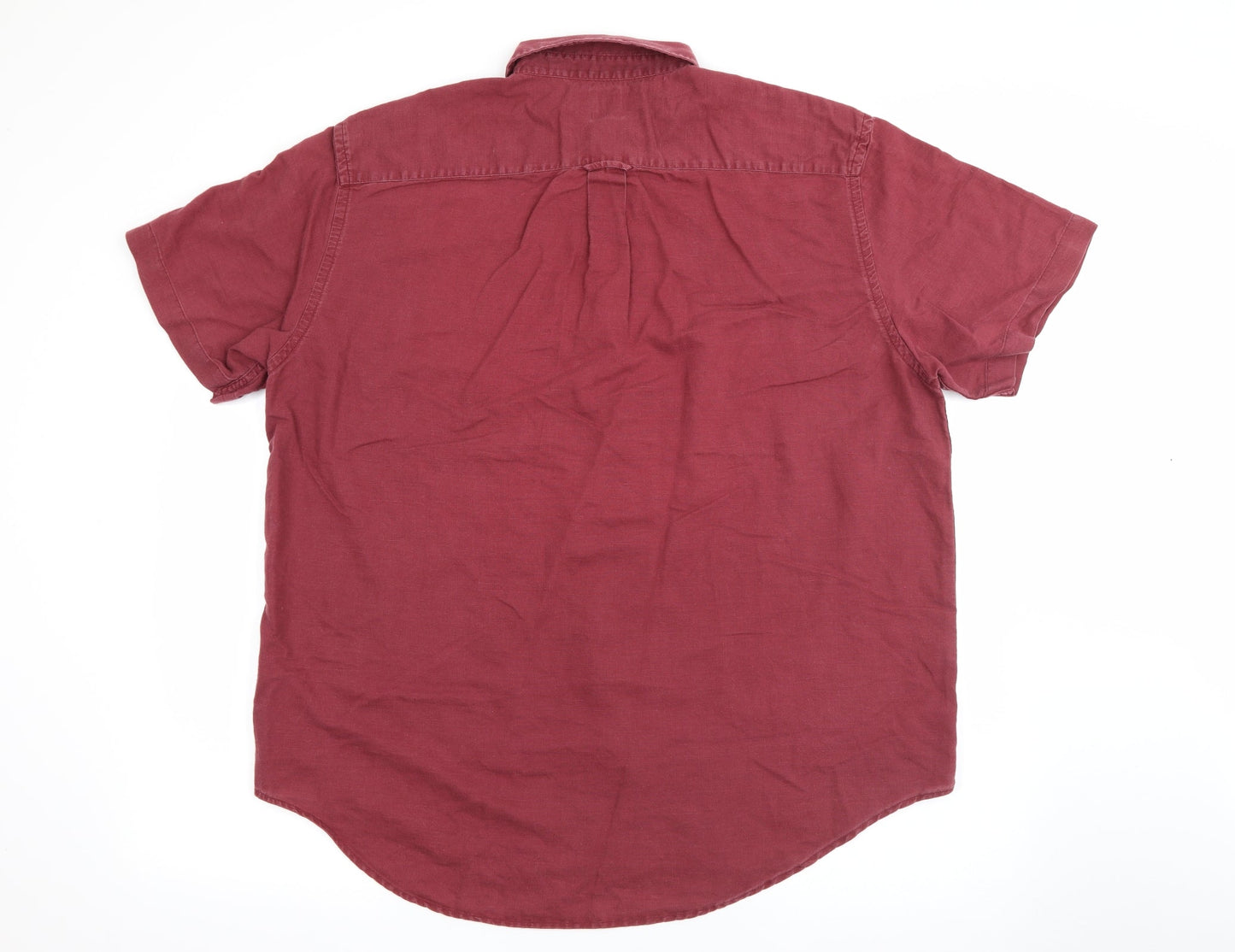 Gap Mens Red  Polyester  Button-Up Size L Collared Button