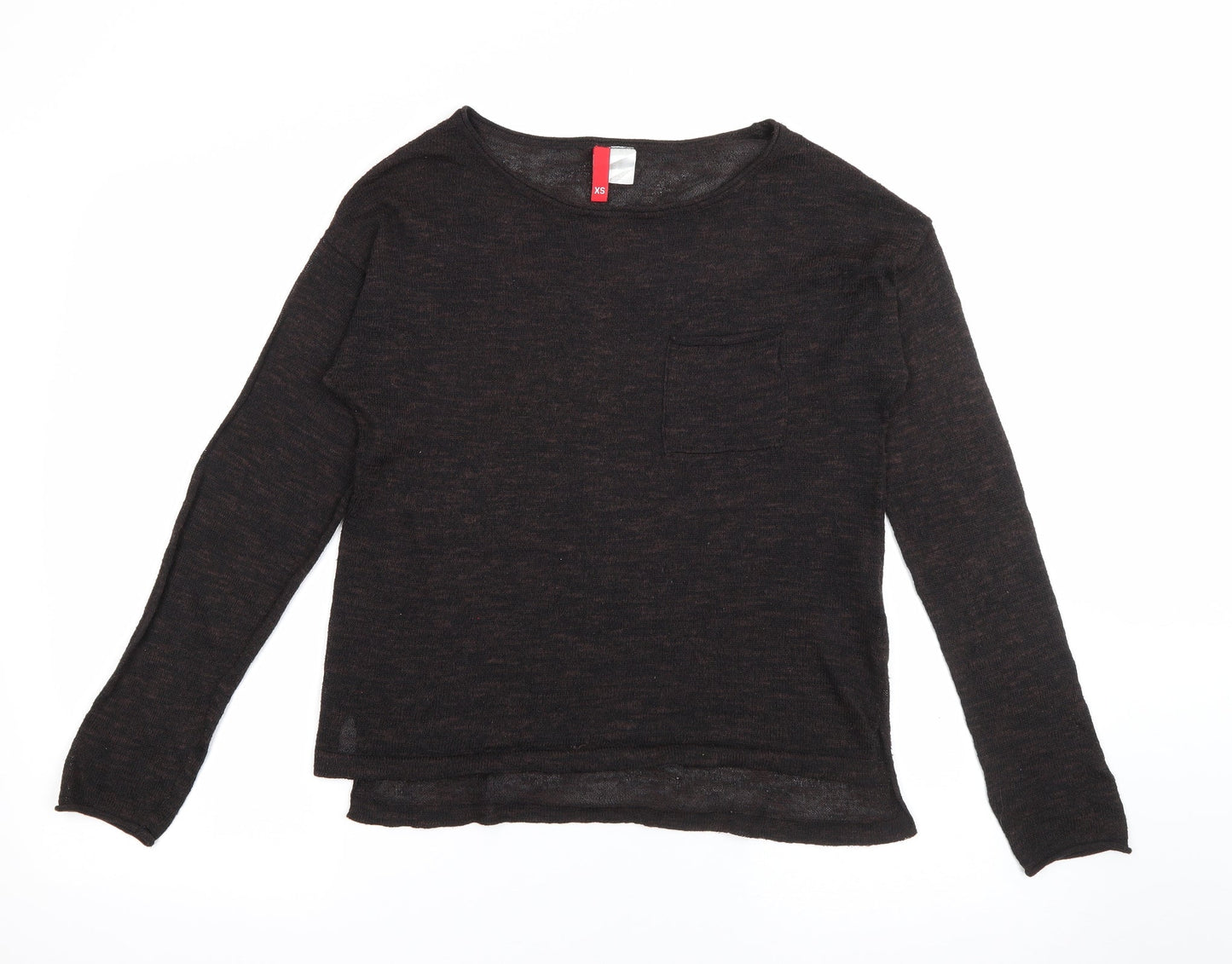 H&M Womens Brown Scoop Neck  Polyacrylate Fibre Pullover Jumper Size XS