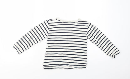 Preloved H&M Girls White Striped Cotton Pullover Sweatshirt Size 4-5 Years  Pullover - Boat - Back