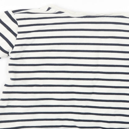 Preloved H&M Girls White Striped Cotton Pullover Sweatshirt Size 4-5 Years  Pullover - Boat - Label