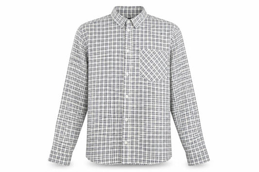 boohooMAN Mens Grey Plaid Cotton Button-Up Size M Collared Button