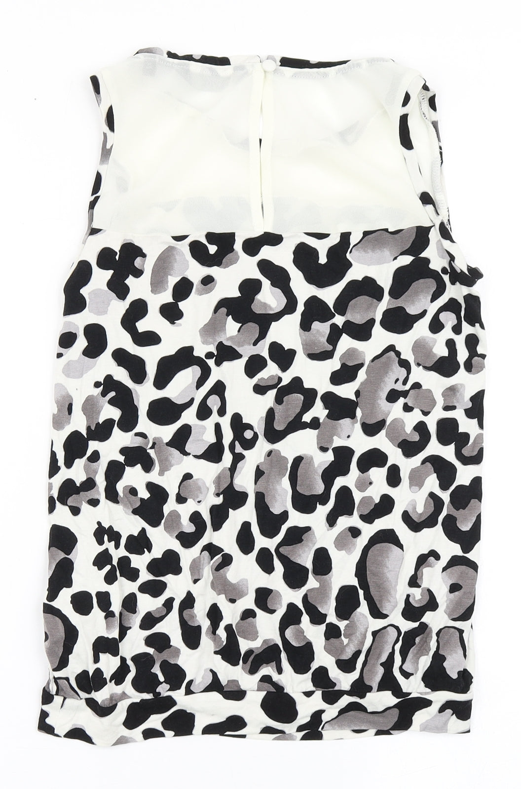 NEXT Womens Ivory Animal Print Viscose Basic Polo Size 6 Round Neck