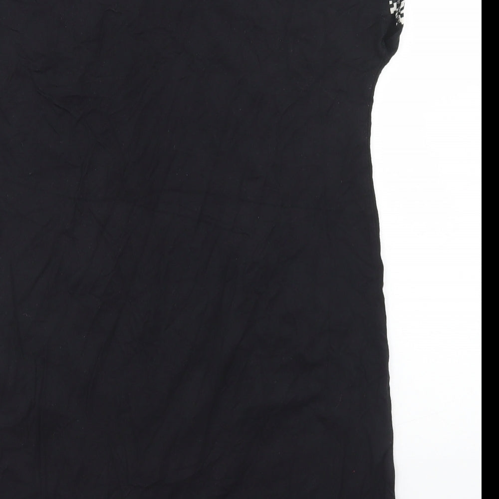 Intuition Womens Black Geometric Viscose Basic T-Shirt Size 12 Round Neck