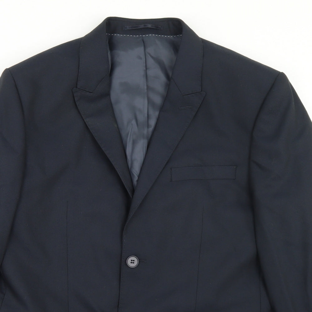Topman Mens Blue Striped Polyester Jacket Blazer Size 40