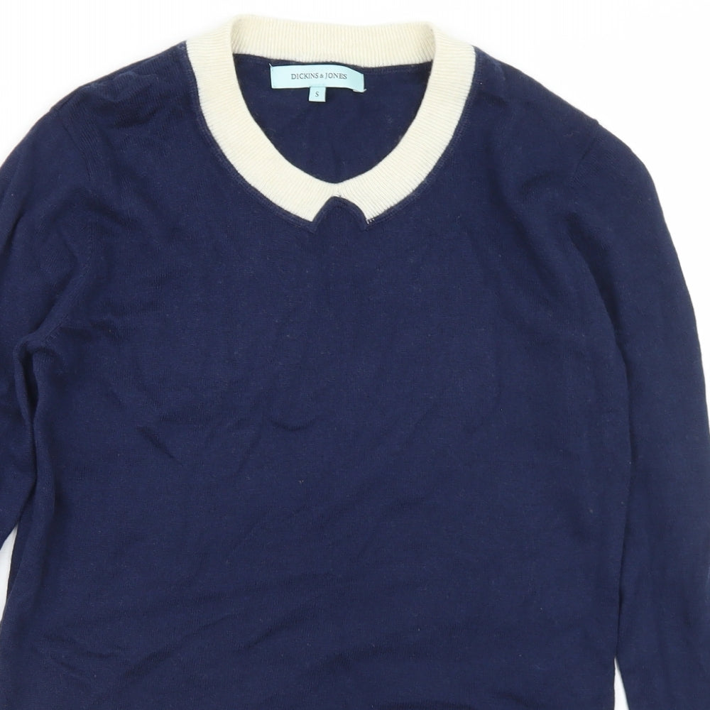 Dickins & Jones Womens Blue Crew Neck  Nylon Pullover Jumper Size S