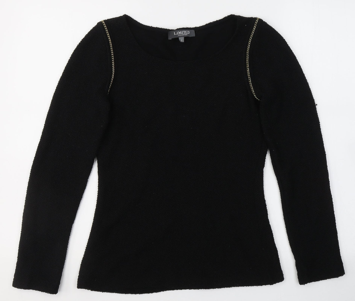 Limited Collection Womens Black  Cotton Jersey Blouse Size 8 Round Neck