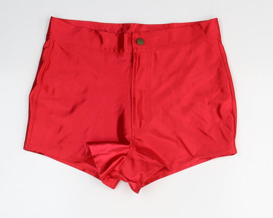 Preworn Womens Red  Polyester Hot Pants Shorts Size M L3 in Regular Button