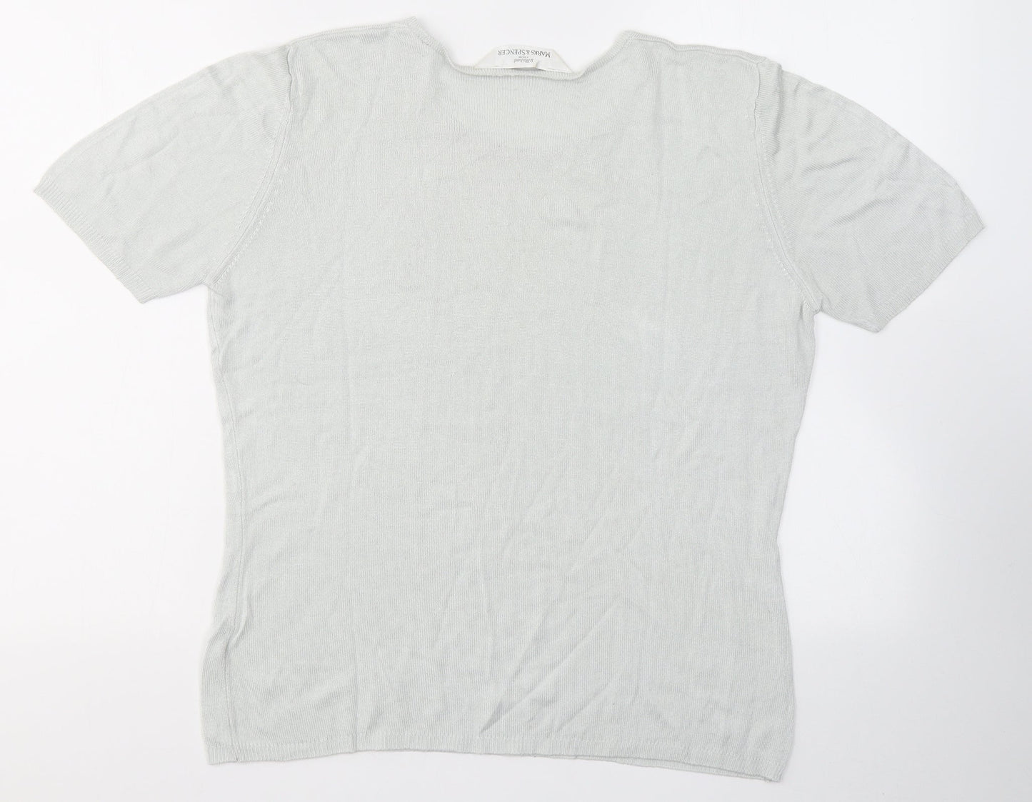 Marks and Spencer Womens Grey  Viscose Jersey T-Shirt Size 12 Round Neck