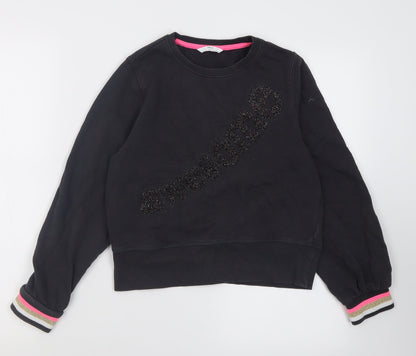 Marks & Spencer Girls Black  Cotton Pullover Sweatshirt Size 11-12 Years   - awesome