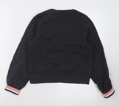 Marks & Spencer Girls Black  Cotton Pullover Sweatshirt Size 11-12 Years   - awesome