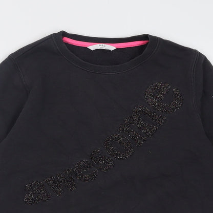 Marks & Spencer Girls Black  Cotton Pullover Sweatshirt Size 11-12 Years   - awesome