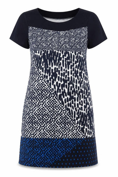 Paramour Womens Blue Plaid Viscose T-Shirt Dress  Size L  Crew Neck Pullover