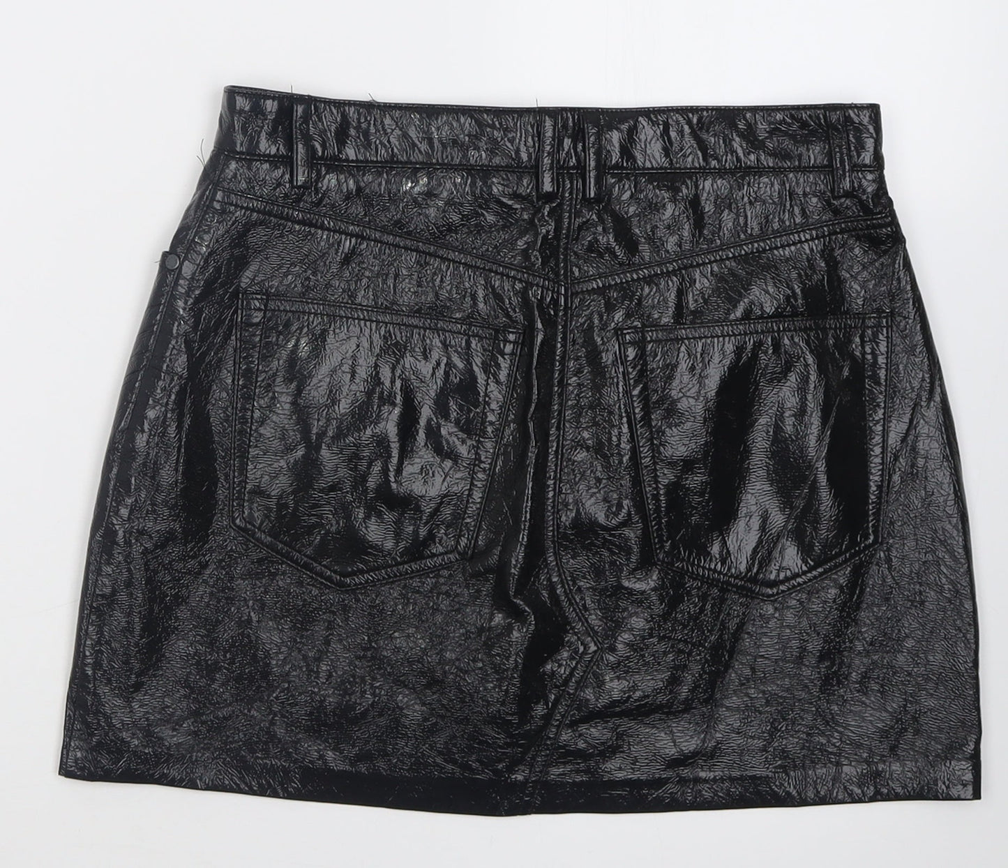 Pull&Bear Womens Black  Polyurethane A-Line  Size M   Button