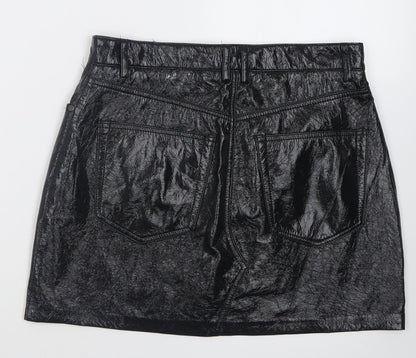 Preloved Pull&Bear Womens Black  Polyurethane A-Line  Size M   Button - Back