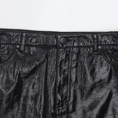 Preloved Pull&Bear Womens Black  Polyurethane A-Line  Size M   Button - Detail