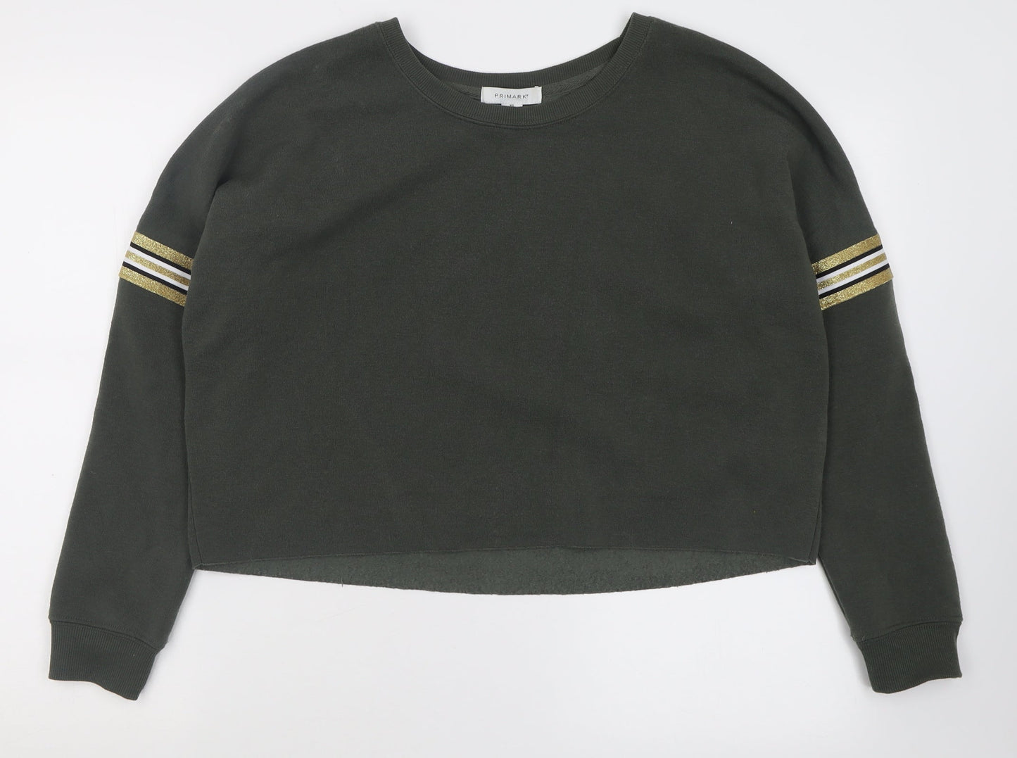 Primark Womens Green  Polyester Pullover Sweatshirt Size 8  Pullover - Crop