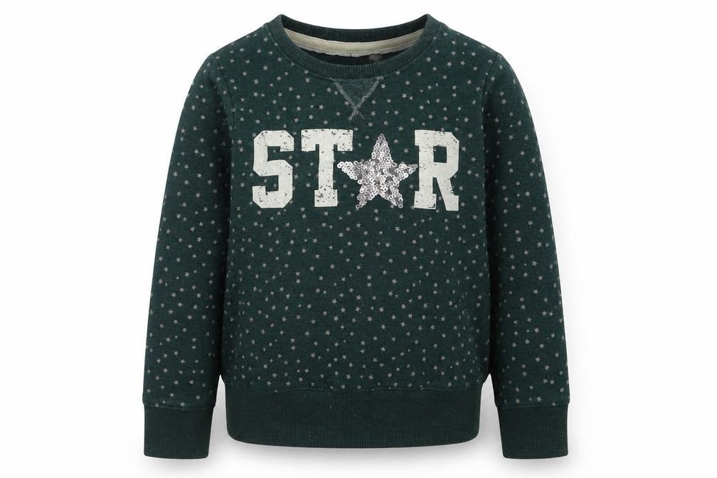 NEXT Girls Green Geometric Cotton Pullover Sweatshirt Size 8 Years  Pullover - Star Pattern