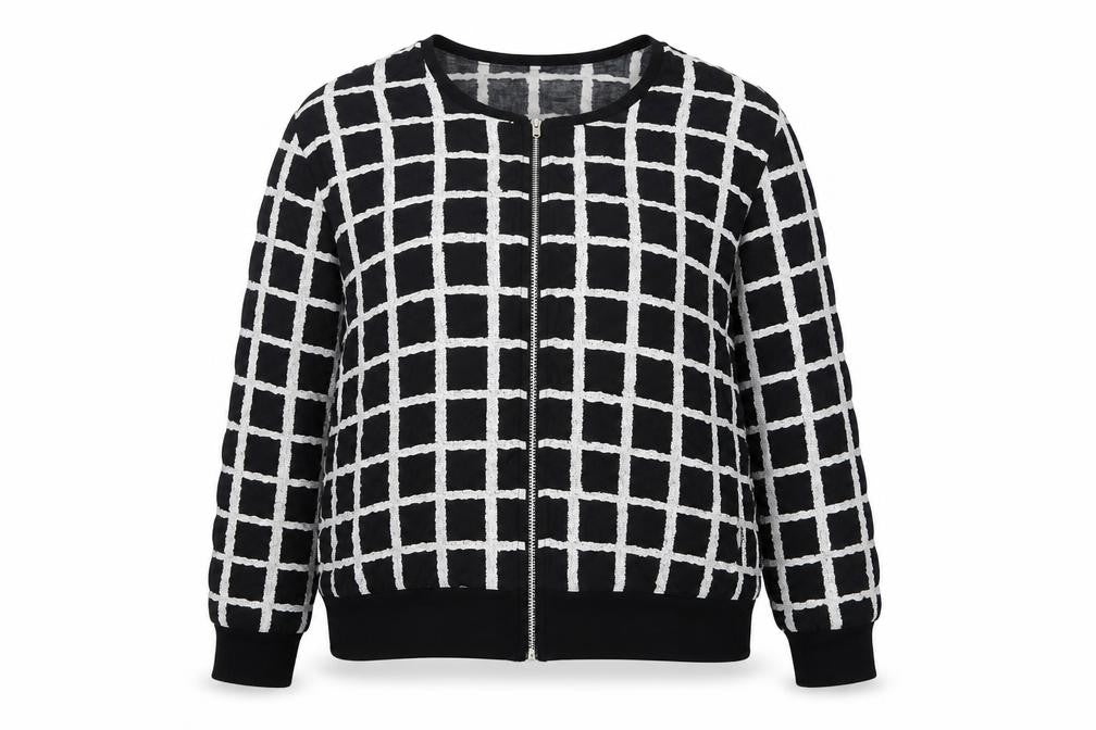 Dorothy Perkins Womens Black Check  Jacket  Size 14  Zip