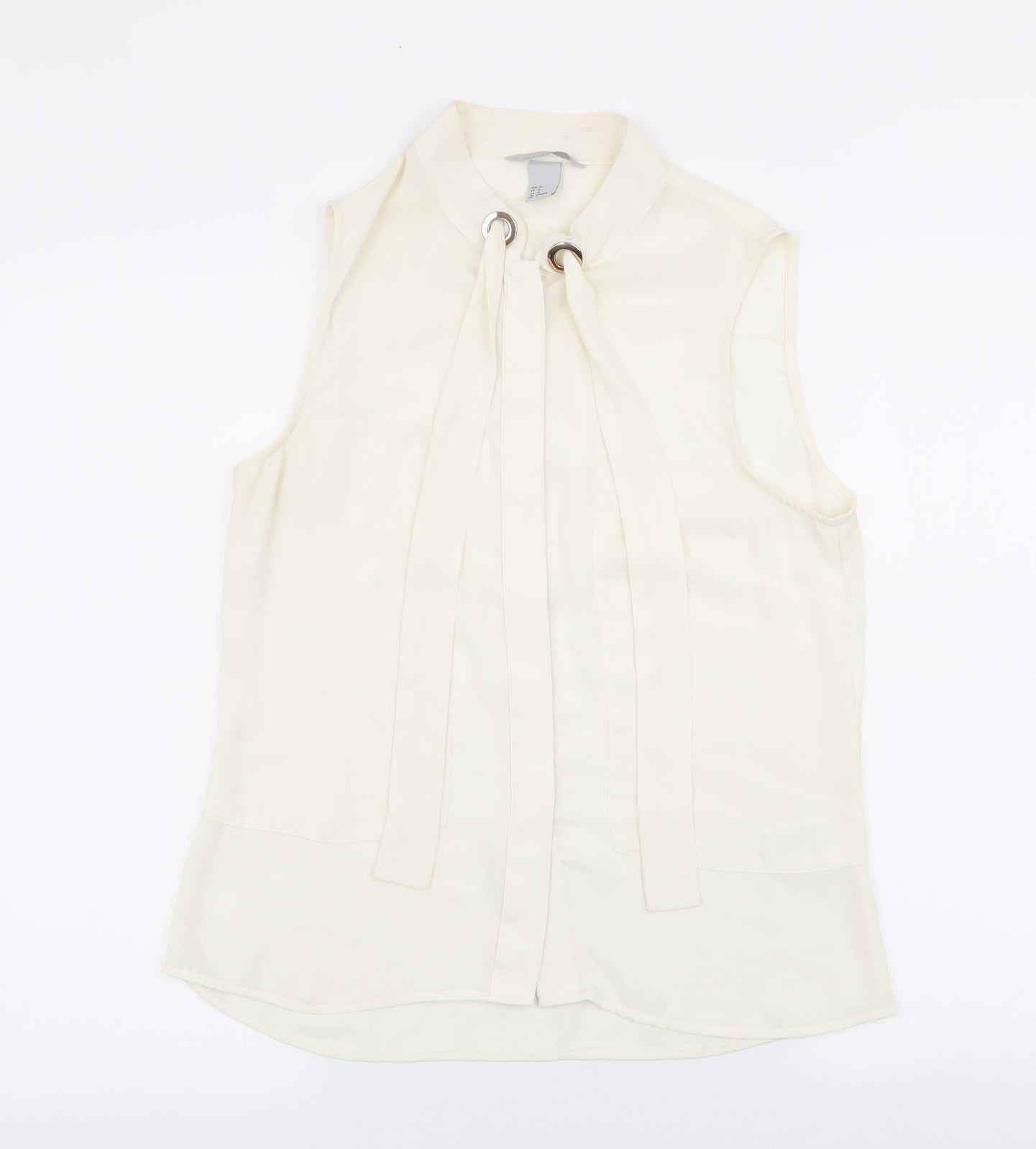 H&M Womens Ivory  Polyester Basic Blouse Size 8 Round Neck