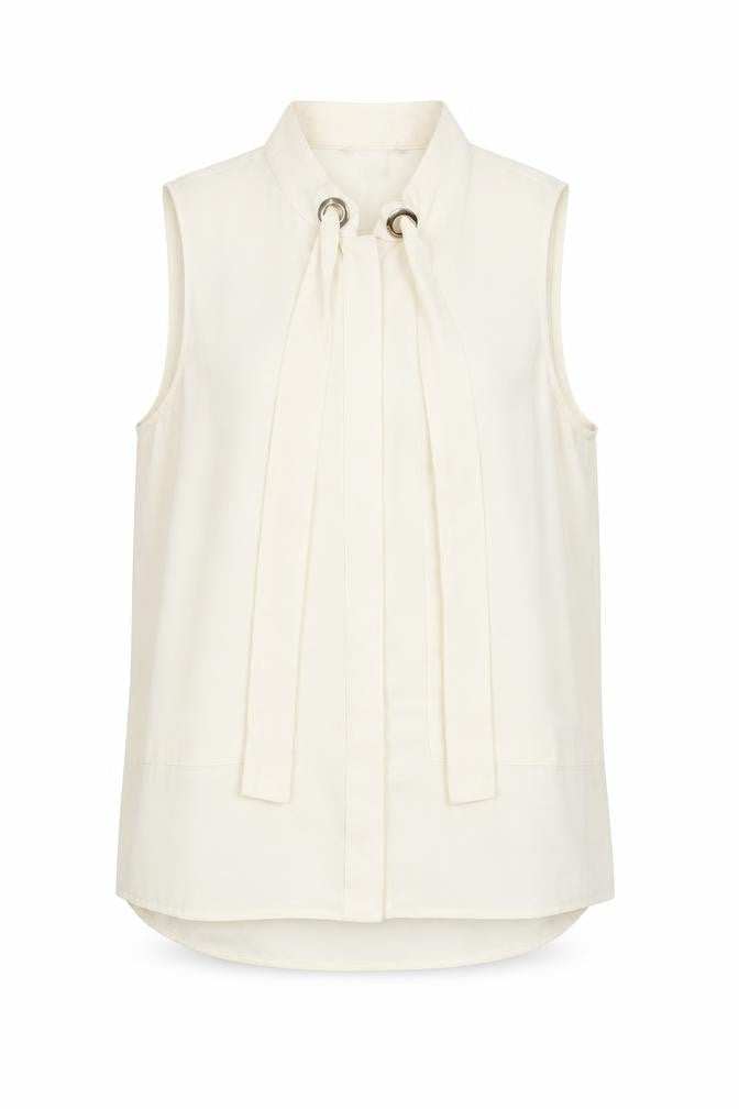 H&M Womens Ivory  Polyester Basic Blouse Size 8 Round Neck