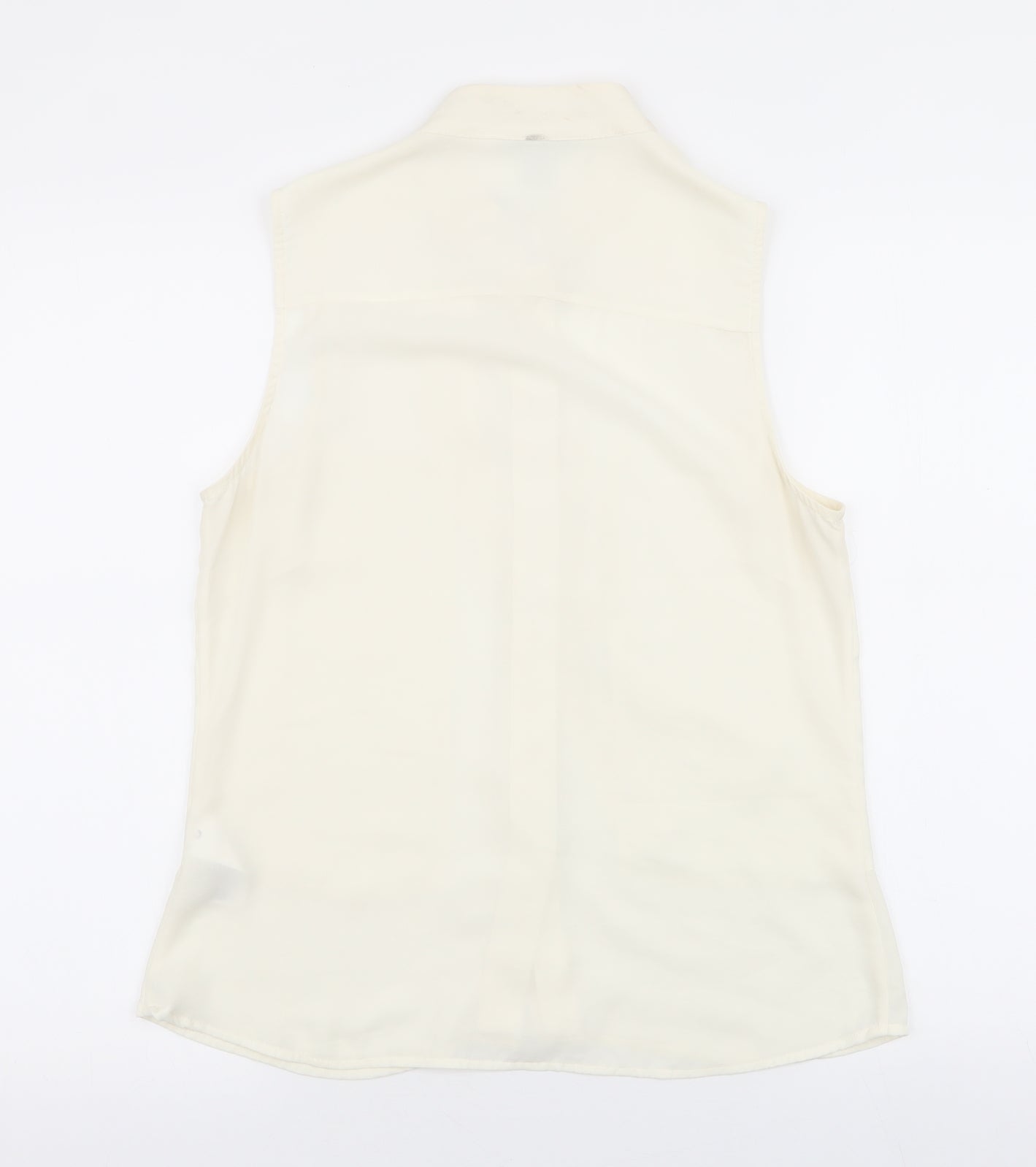 H&M Womens Ivory  Polyester Basic Blouse Size 8 Round Neck