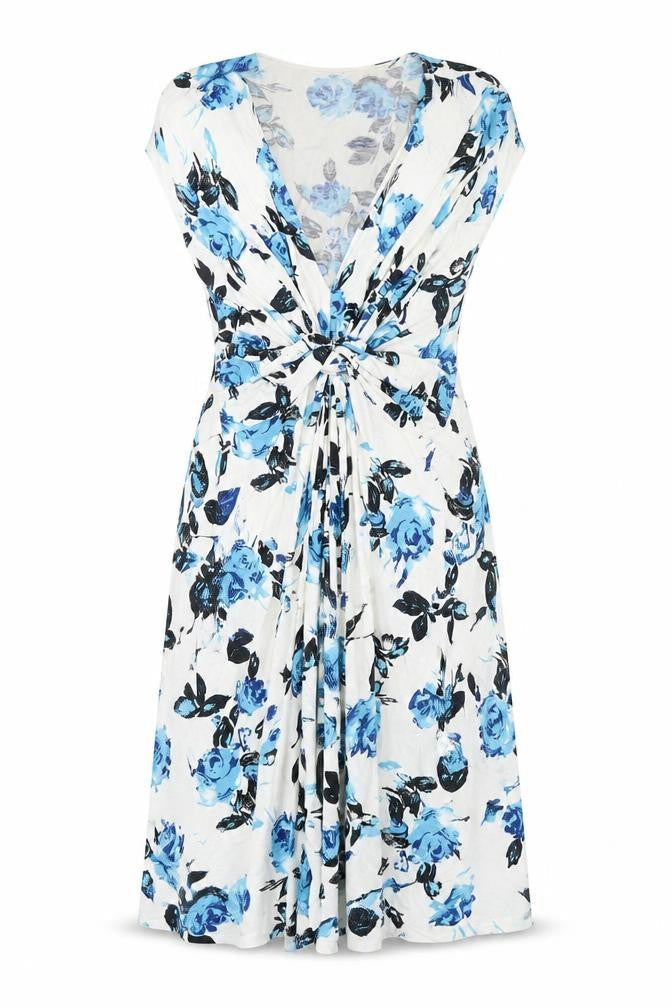 Krisp  Womens Multicoloured Floral Viscose A-Line  Size 8  V-Neck Pullover