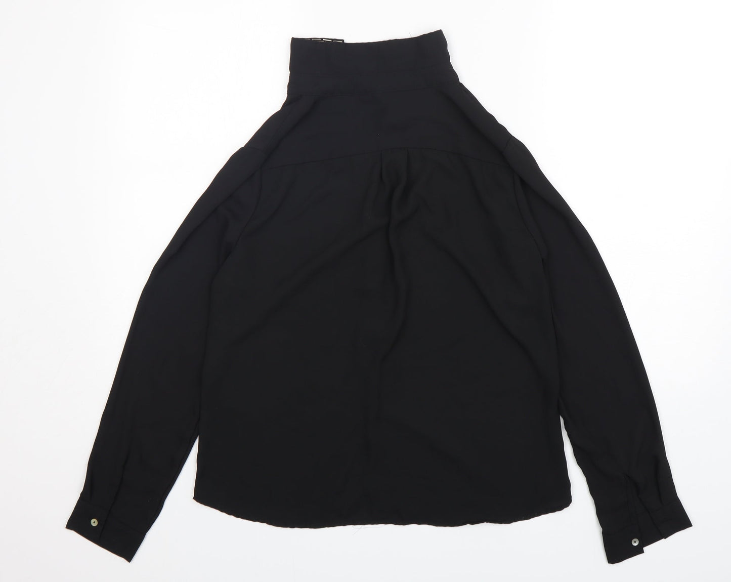 Golden Live Womens Black  Polyester Basic Button-Up Size M Collared