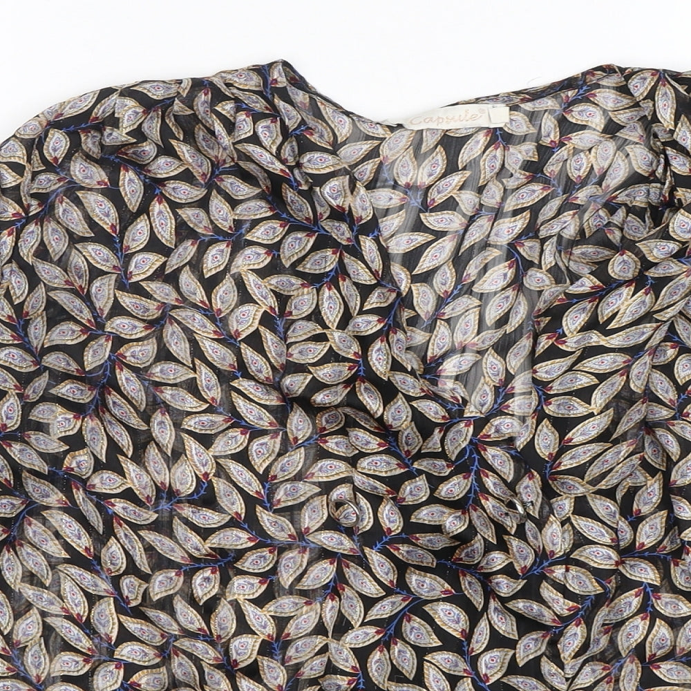 capsule Womens Multicoloured Paisley Polyester Basic Blouse Size M V-Neck