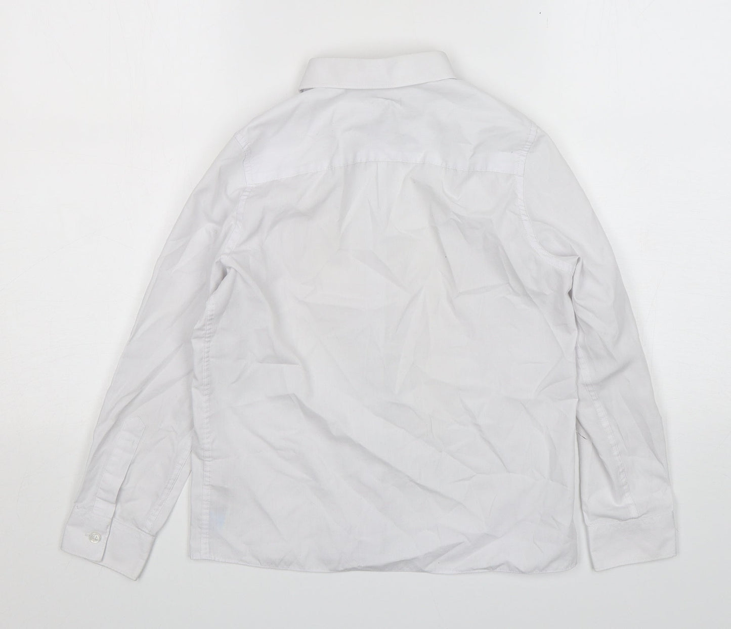 Marks and Spencer Girls White  Polyester Basic Button-Up Size 9-10 Years Collared Button