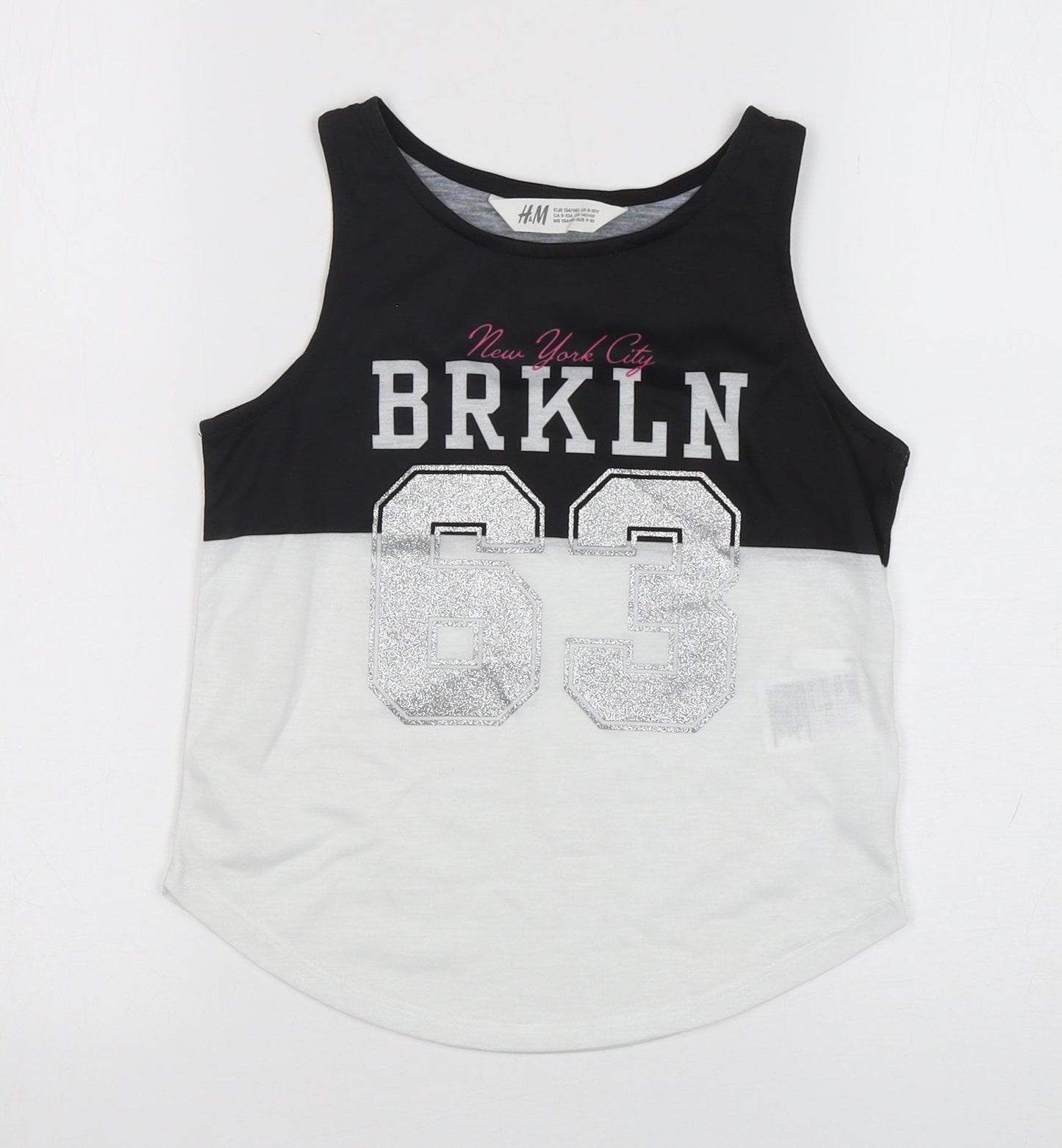 H&M Girls Multicoloured  Polyester Basic Tank Size 9-10 Years Round Neck Pullover