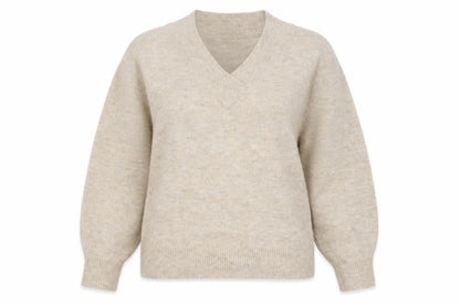 Tu Womens Beige V-Neck  Acrylic Pullover Jumper Size M