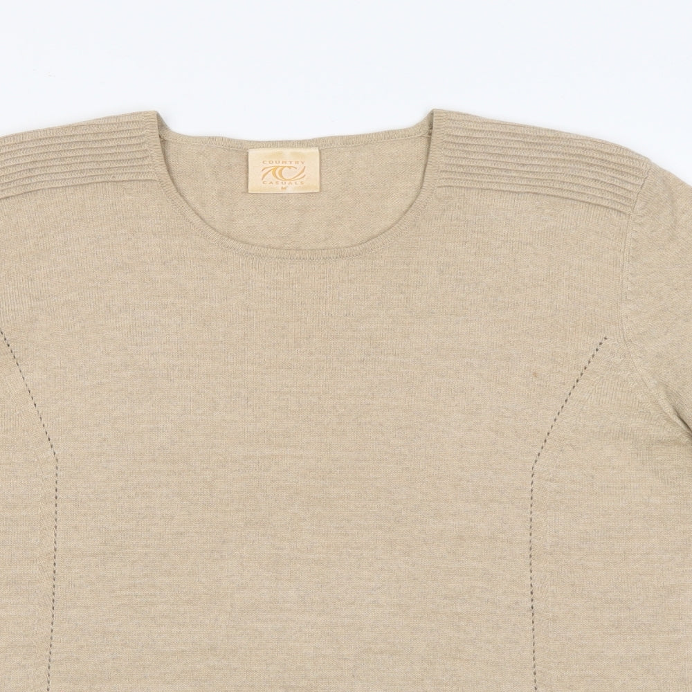 Country Casuals Womens Beige Round Neck  Wool Pullover Jumper Size M