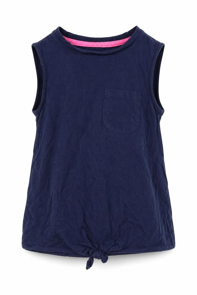 George Girls Blue  100% Cotton Basic Tank Size 6-7 Years Round Neck Push Lock