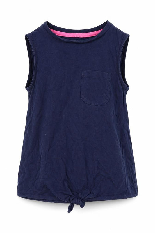 George Girls Blue  100% Cotton Basic Tank Size 6-7 Years Round Neck Push Lock