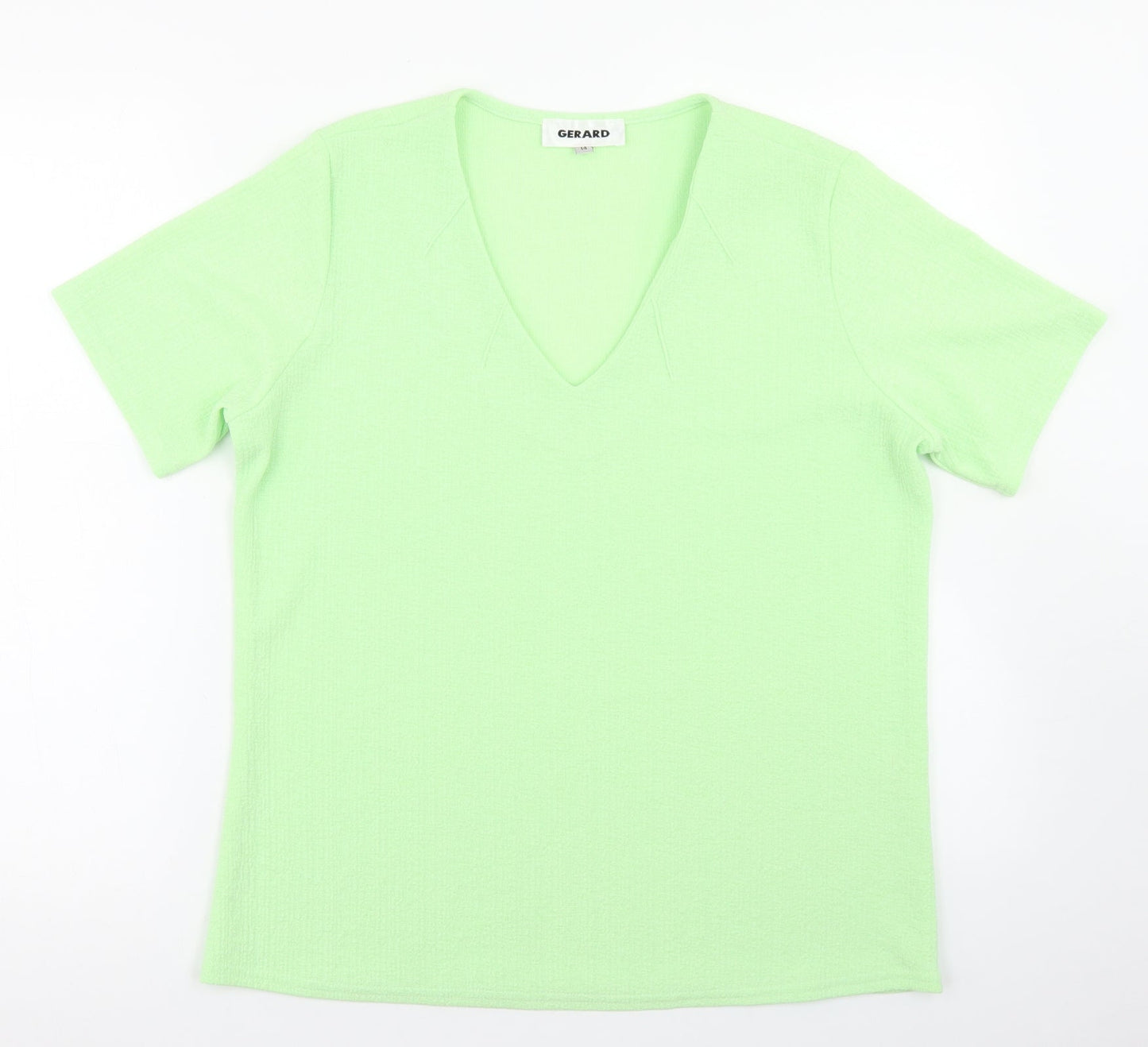 Gerard Womens Green  Polyester Basic Blouse Size 14 V-Neck