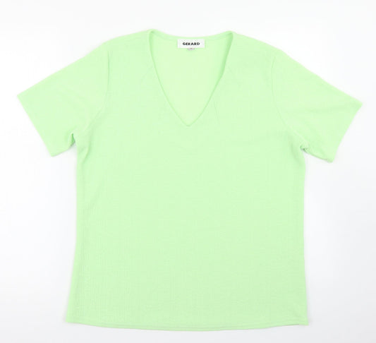 Gerard Womens Green  Polyester Basic Blouse Size 14 V-Neck